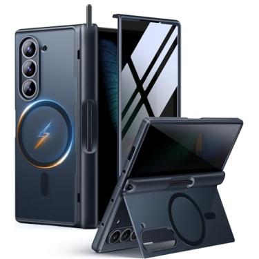 Imagem de MOBOSI Capa para Z Fold 6 com protetor de tela de privacidade [compatível com Magsafe], [suporte integrado e proteção total da dobradiça] Capa de telefone à prova de choque para Samsung Galaxy Z Fold6