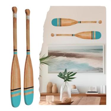 Imagem de Remo Canadense Decorativo Madeira Kit 2 Remos Parede Estilo Náutico Artesanal Funcional Rústico Decoração Ambientes Casa Praia Sala Escritório Chácara Varanda Aconchegante Versátil Clássico Durável (Verde Turquesa)