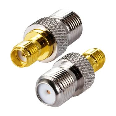 Imagem de POBADY Adaptador de Conector SMA SMA Fêmea para Tipo F Fêmea Conector de Cabo Coaxial Adaptador Reto para Rádio FM DAB WIFI Antena CATV Antena de TV Modems de Redes Aéreas (2 unidades)