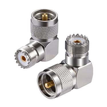 Imagem de POBADY 2PCS UHF Adaptadores PL-259 UHF Macho para SO-239 UHF Fêmea Ângulo Reto Cabo Coaxial Adaptador para Rádio Amador