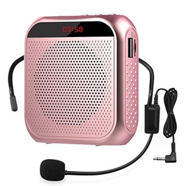 Imagem de Amplificador de voz portátil com microfone com fio, fone de ouvido recarregável, sistema PA, microfone pessoal, amplificador de fala, amplificador de potência, alto-falante para professores