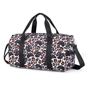 Imagem de Bolsa de ginástica bolsa de ginástica infantil bolsa de viagem de unicórnio com compartimentos para sapatos bolsa de balé esportiva para adolescentes festa do pijama de fim de semana bolsa de mão, Planta branca