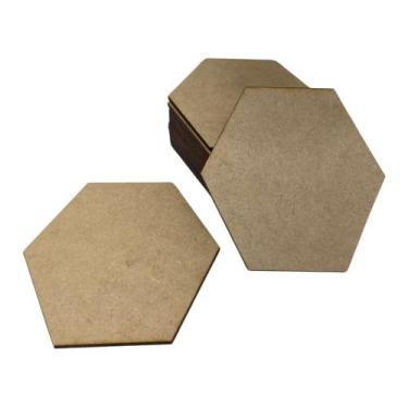 Imagem de Kit Com 100 Bolachas 6 cm Sextavada Placa Chapa MDF 3mm - BelaThor