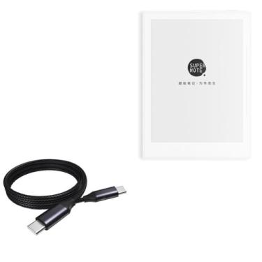Imagem de Cabo Agile Ratta SuperNote A6, BoxWave [Cabo DirectSync PD (90 cm) - USB-C para USB-C (100 W)] Cabo trançado de 90 cm para carregamento e sincronização Ratta SuperNote A6 Agile, A5 - Preto Jet