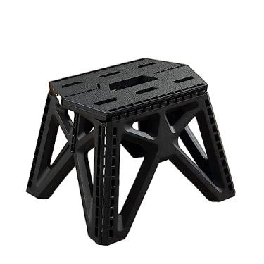 Imagem de KZGMMHY8 Banqueta portátil dobrável de plástico ao ar livre banco de pesca resistente e durável banco de acampamento (cor: estilo 1 (preto), tamanho: 28,5 * 20 cm)