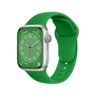 Imagem de ELETTRONEO Pulseira esportiva SBC1 para Apple Watch Ultra 2 de 49 mm, série 10 de 46 mm, 9 8 7 45 mm e 41 mm, SE 6 5 4 44 mm e 40 mm, 3 2 1 42 mm 38 mm iWatch, pulseira de silicone, verde Natal