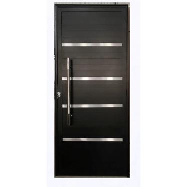 Imagem de Porta Lambril c/friso 2,10x1,00 lado ESQUERDO L-25 no alumínio preto c/puxador redondo