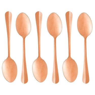 Imagem de Conjunto Com 06 Colheres Para Mesa De Aço Inox Positano Rosé 18cm 1277 - Lyor