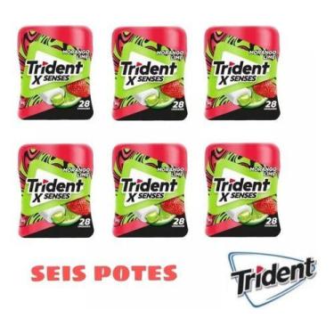 Imagem de Chiclete Trident Morango Lime X Senses 06 Potes 54g C/28 unidades cada