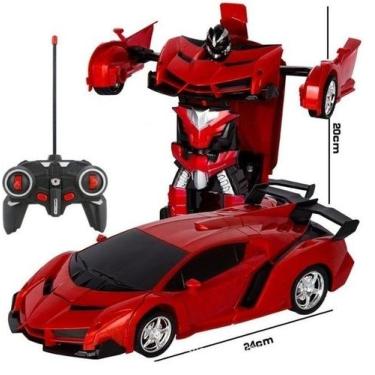 Imagem de Carrinho de Controle Remoto Com Som e Luz Vira Robô 2 em 1 Á Pilha Ver