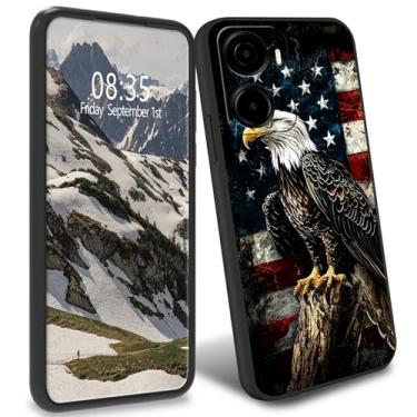 Imagem de Capa para Cricket Magic 2 5G 2024 U655AC/ATT Propel 2 5G U655AA Slim Black Soft TPU Capa de proteção de corpo inteiro à prova de choque para Cricket Magic 2 5G /Propel 2 5G, águia careca com bandeira