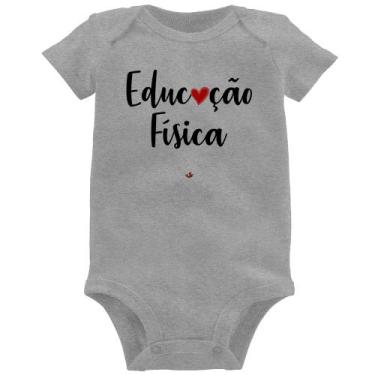 Imagem de Body Bebê Educação Física por amor - Foca na Moda, Cinza, GG