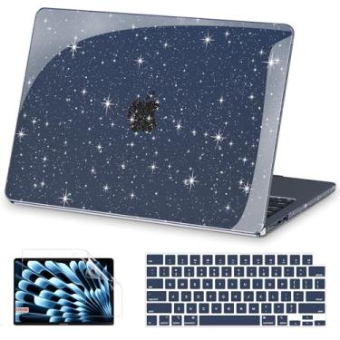 Imagem de AKIT Compatível com MacBook Air 13 polegadas capa glitter 2025 2024-2022 versão M4 A3240 M3 A3113 M2 A2681, capa brilhante para laptop, protetor de tela e capa de teclado para Mac Air 13,6 polegadas