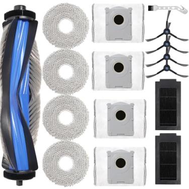 Imagem de DianSung Peça de substituição para aspirador Ecovacs Deebot T50 Pro Omni / T50 Max Pro Omni / T50 Omni, 1 escova de rolo + 4 esfregões + 4 sacos de pó + 4 escovas laterais + 2 filtros