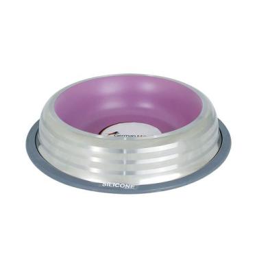 Imagem de Comedouro Inox Premium Rosa 450ml - Antiderrapante, Durável e Fácil de