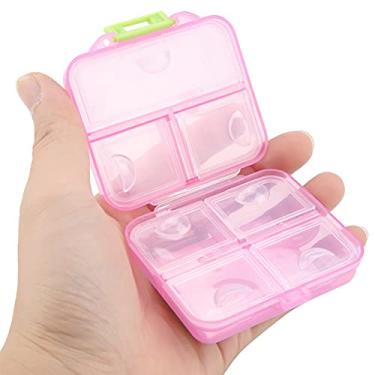 Imagem de Akozon Mini Organizador de Pílulas de 7 Dias, Dispensador de Medicamentos Semanais Portáteis, Caixa de Armazenamento de Drogas Favorável a Viagens para Vitaminas e Suplementos (Vinho vermelho) (Azul) (Róseo)