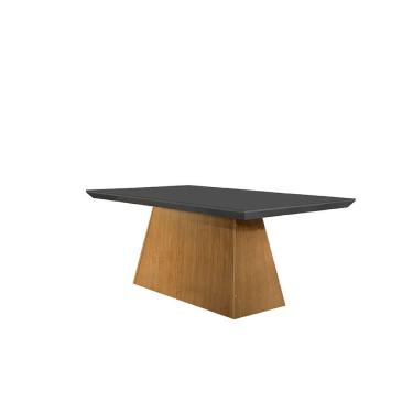 Imagem de Mesa de Jantar Retangular com Tampo de Vidro Luna Imbuia e Grafite