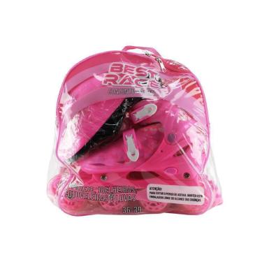 Imagem de 36/39 Rosa Conjunto Patins 4 Rodas Com Mochila - bbr toys R2