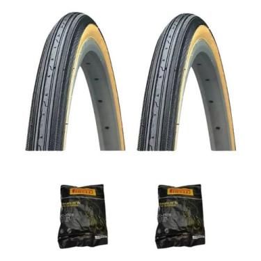 Imagem de Par Pneu Kenda Aro 27 X 1.1/4 Com Faixa Caloi 10 + 2 Camaras