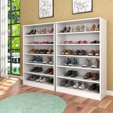 Imagem de Kit 2 Armários Multiuso Sapateira 5 Prateleiras Bella Cor Branco - Phoenix