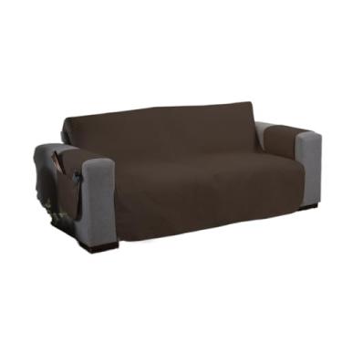 Imagem de Protetor de Sofá 2 3 4 Lugares Retrátil (1,00/1,50/1,80/2,20m) Capa Protetora Matelada Porta Objetos(Marrom,3 Lugares King (1,80m))