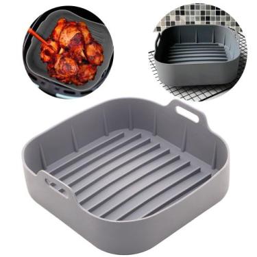Imagem de Forma De Air Fryer Silicone Quadrada Antiaderente Cinza 20cm Lyor