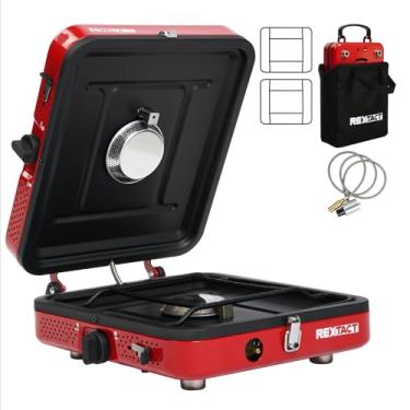 Imagem de RexTact Fogão De Acampamento De 2 Bocas Com Bolsa De Transporte, Fogão Dobrável A Gás Propano Com 17.200 Btu Para Acampamento, Cozinha Ao Ar Livre, Fogão A Gás Portátil Com Queimador Ajustável Para