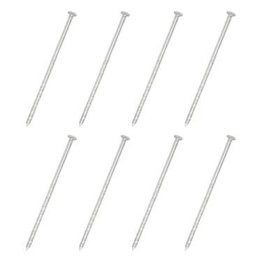 Imagem de uxcell 8 peças de pregos de cerca, aço inoxidável 304 de aço inoxidável 304 pinos de haste em espiral para reparo de piso de casa, madeira, prata