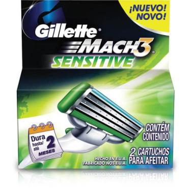 Imagem de Carga Aparelho Barbear Gillette Mach3 Sensitive com 2 unidades