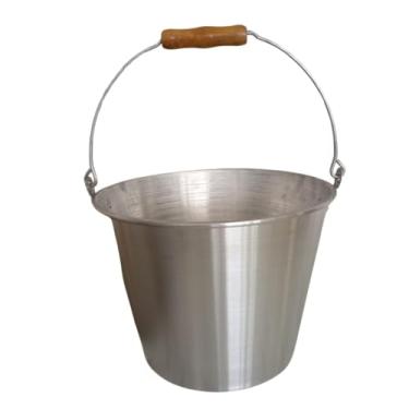 Imagem de Balde Multiuso Alumínio Reforçado Alca Madeira 10 Lts