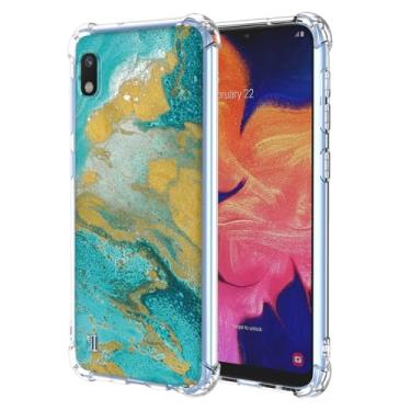 Imagem de JDYGWK Capa para Samsung A10 Galaxy A10, estampa floral transparente, silicone TPU macio, fina, à prova de choque, capa protetora antiarranhões para Samsung Galaxy A10, Mar Verde