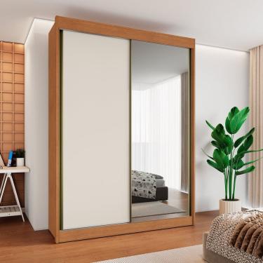 Imagem de Guarda-roupa Casal 2 Portas de Correr 100% Mdf Chicago Cinamomo/Off White