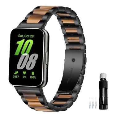 Imagem de Gheper Pulseira de relógio de aço inoxidável de resina compatível com Samsung Galaxy Fit3 SM-R390 SM-R390 pulseira de metal de substituição para homens e mulheres