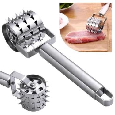 Imagem de Rolo amaciador de carne manual inox preparador stakes aves maquina per