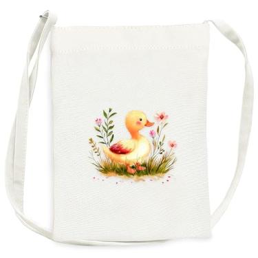 Imagem de BJDAMAI Mini bolsa de lona para adolescentes e meninas, pequena bolsa com alça de ombro para celular, chaves, batom, moeda!, Pato
