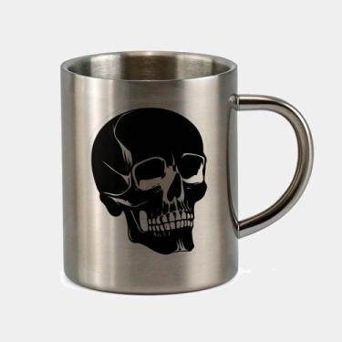 Imagem de Caneca de Inox Premium Prateada 400ml CAVEIRA TOTAL PRETA CLASSICA - C