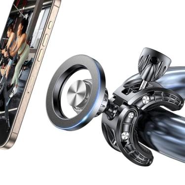 Imagem de Coolpow Suporte magnético para celular MagSafe【20 ímãs fortes】 Suporte magnético de telefone para bicicleta, suporte de telefone em esteira, acessórios de academia para iPhone 16 Pro Max 15 14 13 12