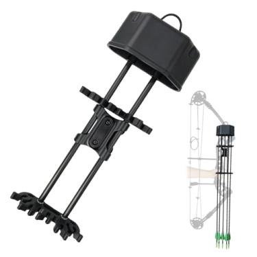 Imagem de THREE ARCHERS Aljava de flecha com 5 pontos para arco composto, suporte de montagem rápida, aljava de flecha potável para tiro e caça (preto)