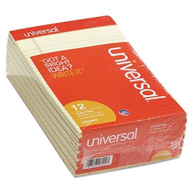 Imagem de Universal 46200 Bloco de anotações com borda perfurada, régua estreita, 12 x 20 cm, canário, 50 folhas (pacote com 12)