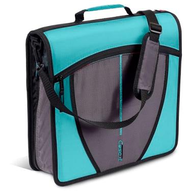 Imagem de Case-it Pasta de zíper escolar Mighty Zip Tab | Anéis de vedação de 7 cm, capacidade para 600 folhas, pasta de arquivo expansível para 5 disciplinas, vários bolsos e organizador de armazenamento, alça