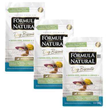 Imagem de Petisco Cães Formula Natural DogBiscuits Porte Pequeno Batata Doce Banana e Linhaça 250g 3 Unidades