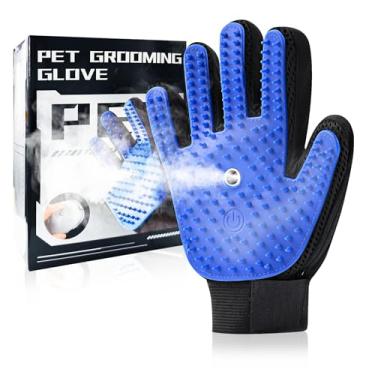 Imagem de Oiuyamn Luvas de limpeza a vapor para animais de estimação, luvas de vapor para cuidados com gatos, luvas de lavagem de cães, luvas de cuidados para cães e gatos, escova de vapor de remoção, luva de