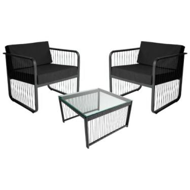 Imagem de Conjunto 2 Poltrona e 1 Mesa de Centro Santiago em Alumínio e Fibra Si