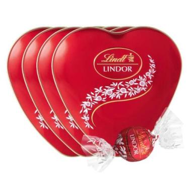 Imagem de 4 Latas Coração 50G, Bombom De Chocolate Suiço Lindt Lindor