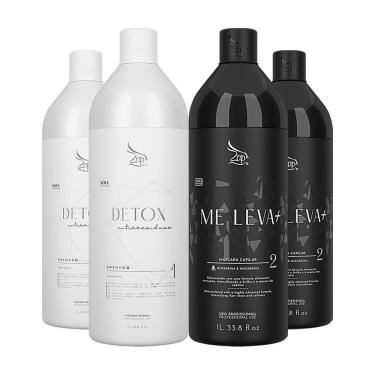 Imagem de Kit 2 Escovas Progressivas Zap Me Leva Black + 2 Shampoos Detox 1 Litro