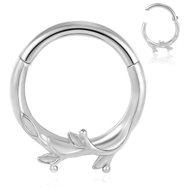 Imagem de DOEARKO Anel de septo, corrente redonda, piercing de nariz, cartilagem, segmento de argola de septo, piercing de aço inoxidável 316L, joia corporal 8 mm 10 mm (111 prata-1,2 x 8 mm)