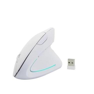 Imagem de Mouse Vertical Sem Fio 2,4GHz, 6 Botões, RGB, Design Rosa, para Computador e Laptop (Branco)