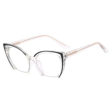 Imagem de Armação de óculos estilo olho de gato retrô sem aro, armação masculina anti-luz azul (transparente)