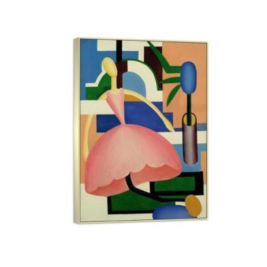 Imagem de Tarsila do Amaral Famosas Impressões em Tela-Imagem arte parede lona-Moldura Prata Pintura decoração quarto Sala de estar(em boneca) 50x70cm-19x27in