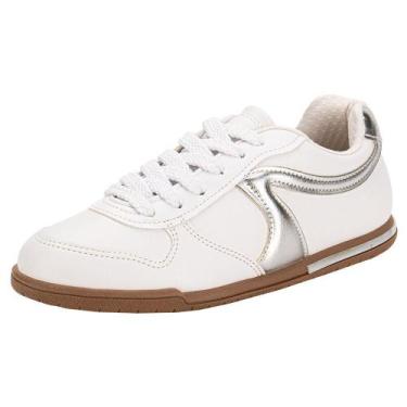 Imagem de Tênis feminino casual beira rio 4326101, Branco, Prata, 36